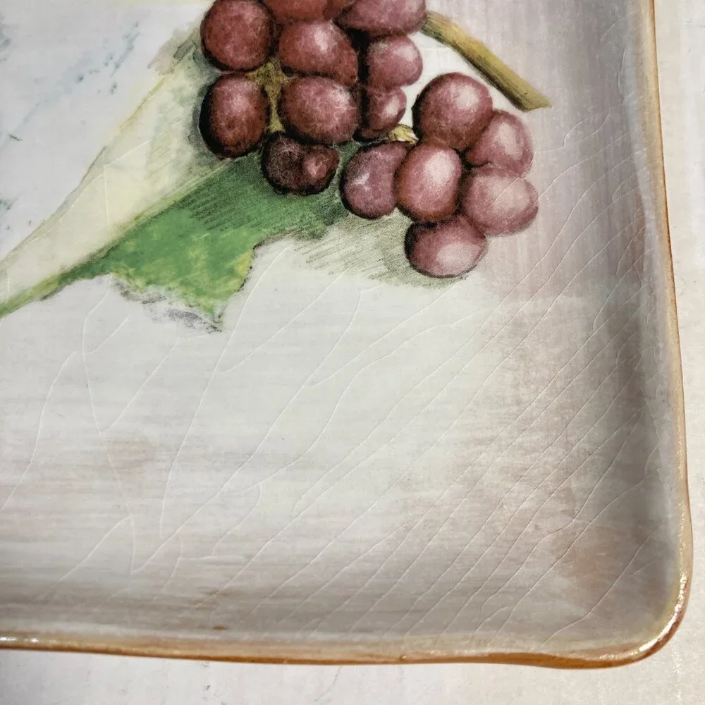 Crate & Barrel Cheese Plate Grapes Grape Bundle Wedge Serving Dish Ceramic Italy